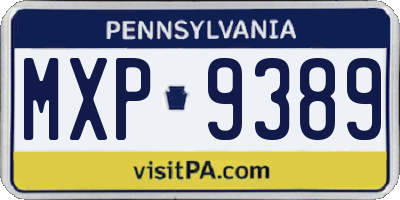 PA license plate MXP9389