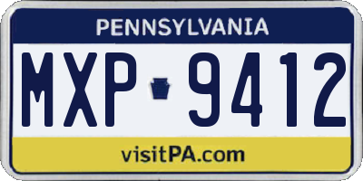 PA license plate MXP9412