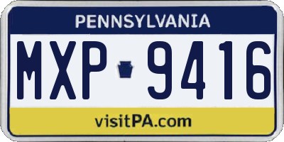 PA license plate MXP9416