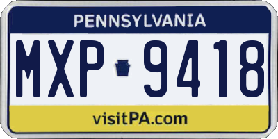 PA license plate MXP9418