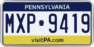 PA license plate MXP9419