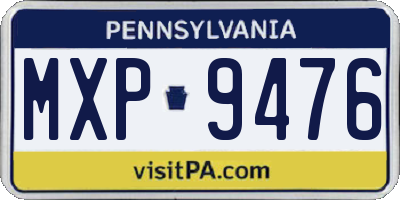 PA license plate MXP9476