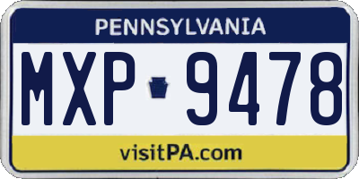 PA license plate MXP9478