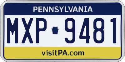PA license plate MXP9481
