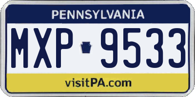 PA license plate MXP9533