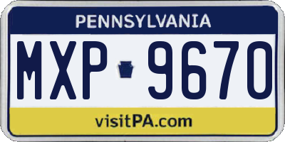 PA license plate MXP9670