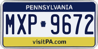 PA license plate MXP9672