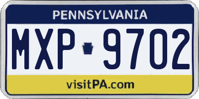 PA license plate MXP9702