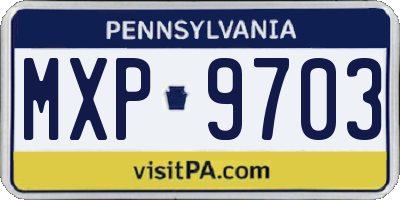 PA license plate MXP9703