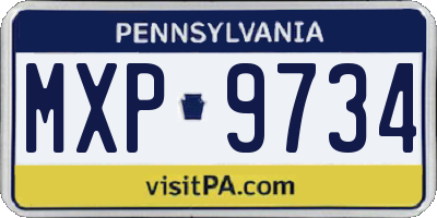 PA license plate MXP9734