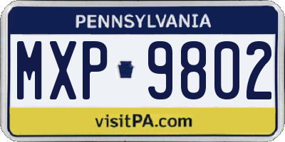 PA license plate MXP9802