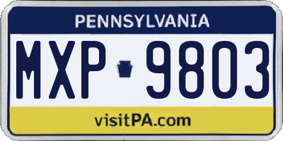 PA license plate MXP9803