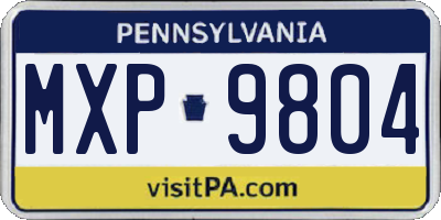 PA license plate MXP9804