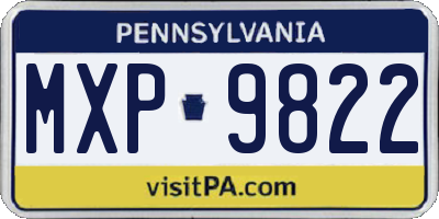 PA license plate MXP9822