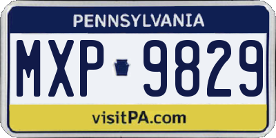 PA license plate MXP9829