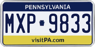 PA license plate MXP9833