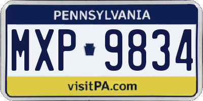PA license plate MXP9834