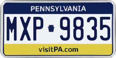 PA license plate MXP9835