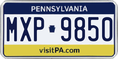 PA license plate MXP9850