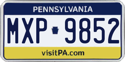 PA license plate MXP9852