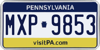 PA license plate MXP9853