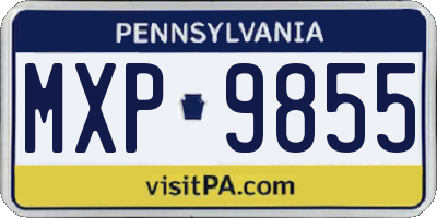 PA license plate MXP9855