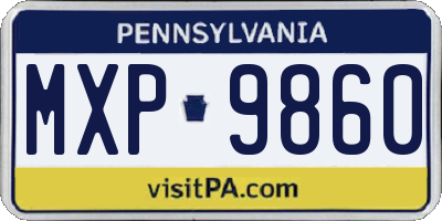 PA license plate MXP9860
