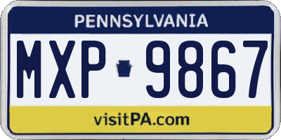 PA license plate MXP9867