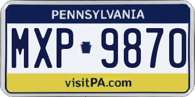 PA license plate MXP9870