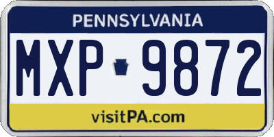 PA license plate MXP9872