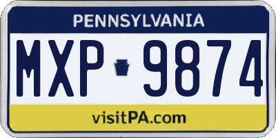 PA license plate MXP9874