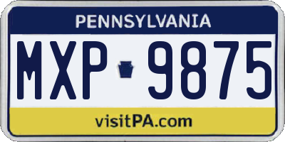 PA license plate MXP9875