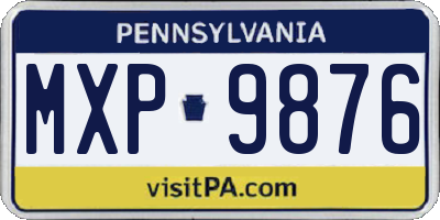 PA license plate MXP9876