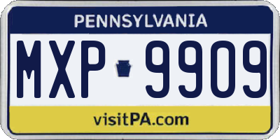 PA license plate MXP9909