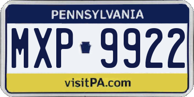 PA license plate MXP9922