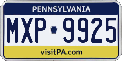 PA license plate MXP9925