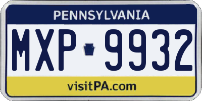 PA license plate MXP9932