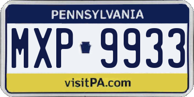 PA license plate MXP9933