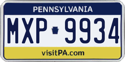 PA license plate MXP9934