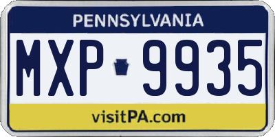 PA license plate MXP9935