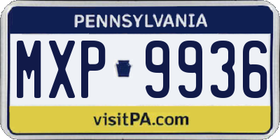 PA license plate MXP9936