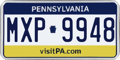 PA license plate MXP9948