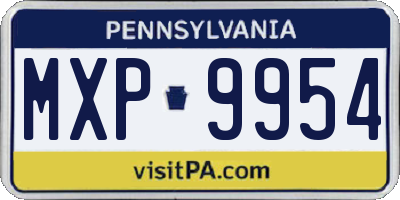 PA license plate MXP9954