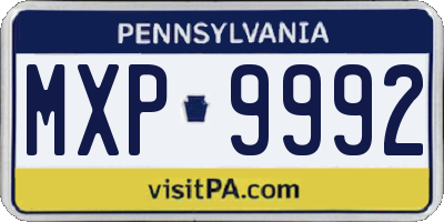 PA license plate MXP9992
