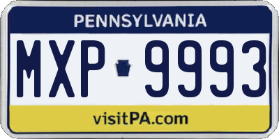 PA license plate MXP9993
