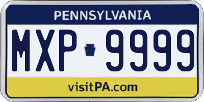 PA license plate MXP9999