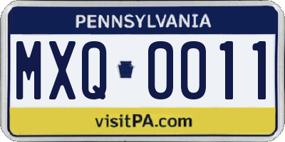 PA license plate MXQ0011