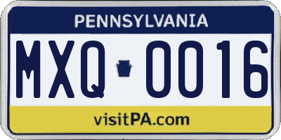 PA license plate MXQ0016