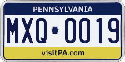 PA license plate MXQ0019