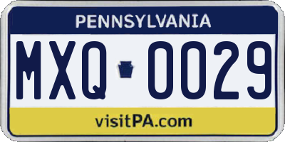 PA license plate MXQ0029